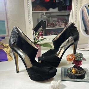 MICHAEL Michael Kors Black Peep-Toe Platform Heels